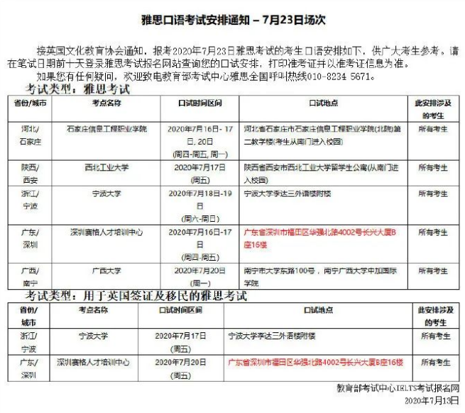 雅思官方發布8月UKVI和機考考試的考位